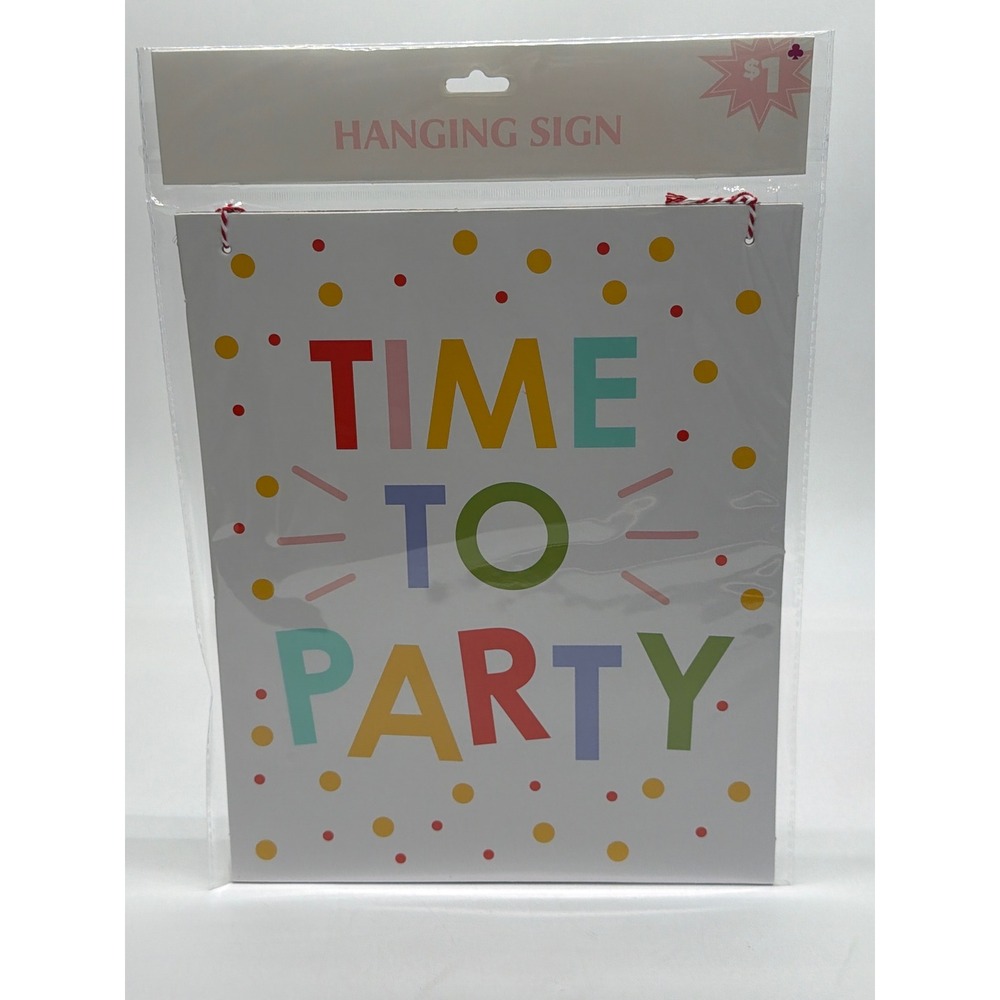 Old East Main Co Time To Party Hanging Sign Multicolor Polka Dot Wall Decor NEW